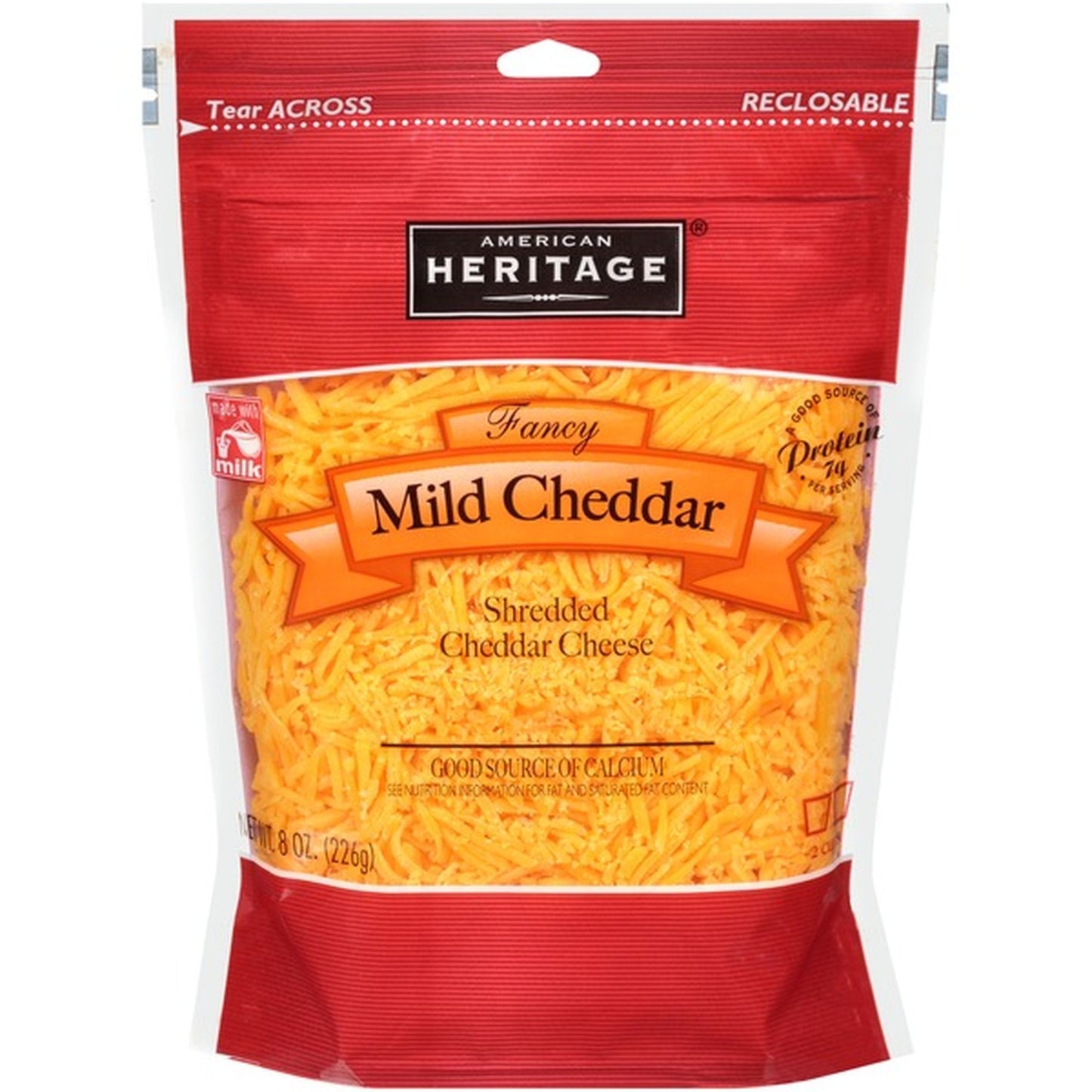 American Heritage Fancy Mild Cheddar Shredded Cheese, 226.79g
