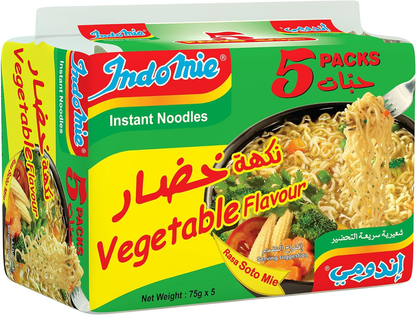 Indomie Instant Noodles Vegetable Flavor, 5x75g
