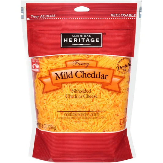American Heritage Fancy Mild Cheddar Shredded Cheese, 226.79g